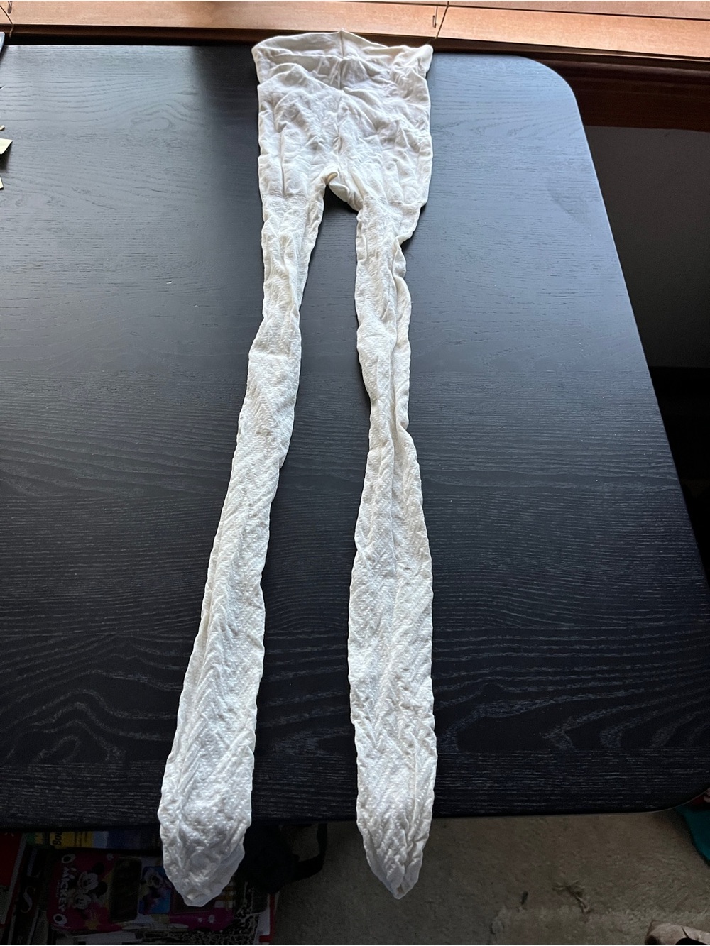 Children's White Cable Knit Tights